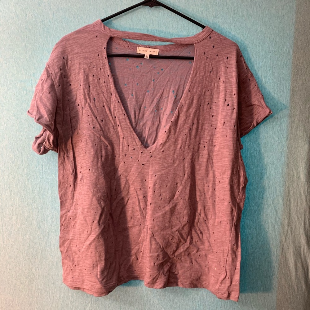 Gilded Intent distressed V neck